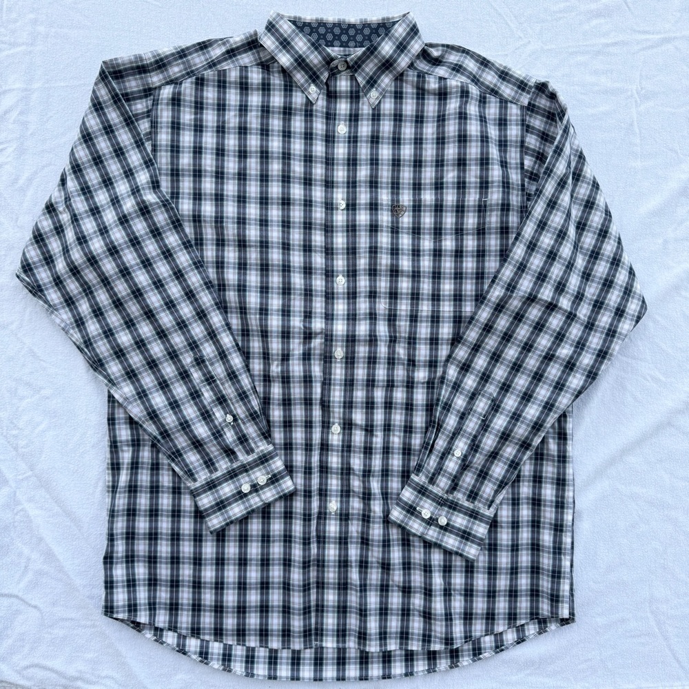 Ariat Long Sleeve Button Down Shirt Mens Large Black Cowboy Rodeo Western